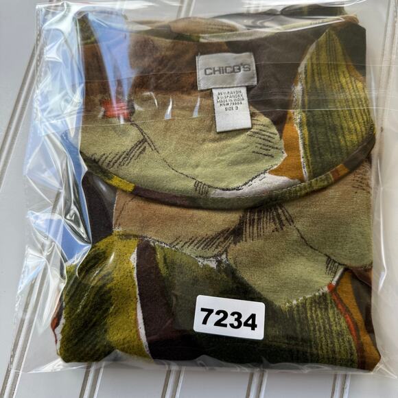 Chico's Green and Brown Floral Blouse - Picture 7 of 7